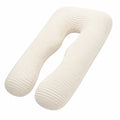 Cojín en U 140 cm de terciopelo acanalado beige para descanso y apoyo corporal