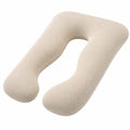 Cojín de embarazo en U 140 cm de poliéster beige con relieve para descanso y apoyo corporal
