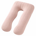 Almohada corporal en U 140 cm de tejido acolchado rosa claro para descanso y apoyo