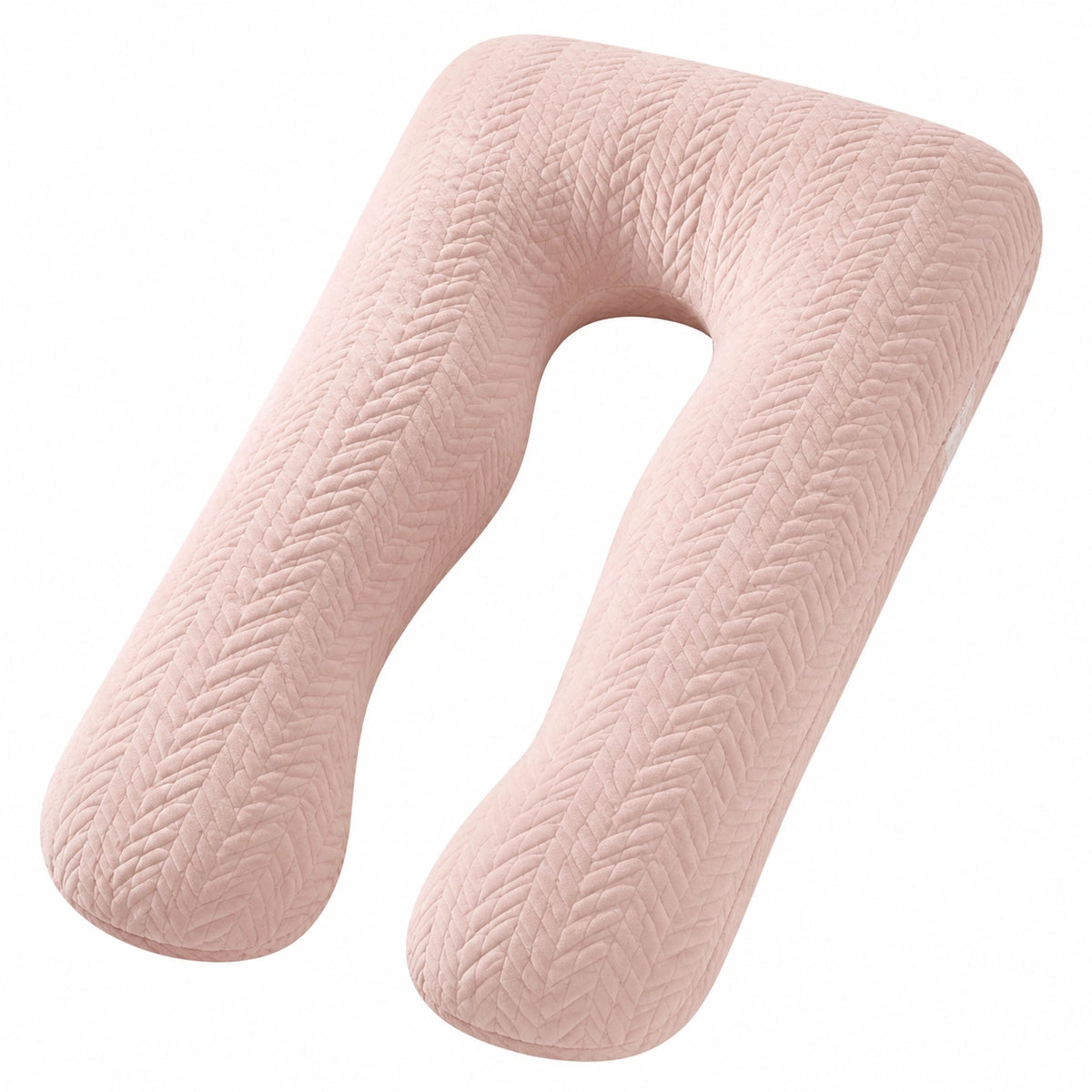 Almohada corporal en U 140 cm de tejido acolchado rosa claro para descanso y apoyo