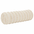 Cojín cilíndrico 45 x 20 cm de algodón beige con textura para decoración