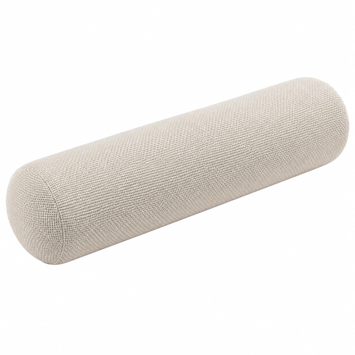 Cojín cilíndrico de tejido beige 60 x 20 cm para apoyo decorativo