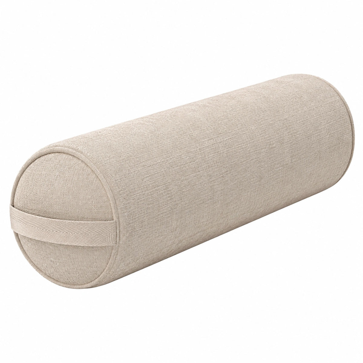 Cojín cilíndrico 20 x 60 cm de tela beige para apoyo decorativo