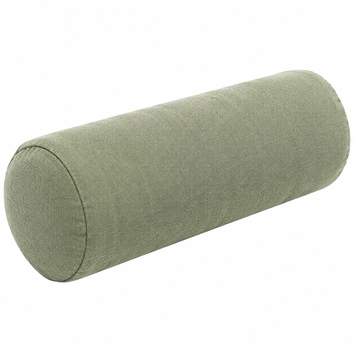 Cojín cilíndrico 20 x 60 cm de tela verde salvia para apoyo decorativo