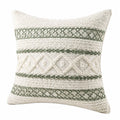 Cojín decorativo 45 x 45 cm de tejido beige y verde para sofá estilo bohemio