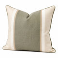 Cojín decorativo cuadrado 45 cm de tela verde y beige con ribete - estilo contemporáneo