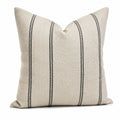 Cojín decorativo 45 x 45 cm de tejido beige con rayas negras estilo rústico