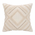 Cojín decorativo 45 x 45 cm de tejido beige con relieve estilo bohemio