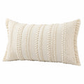 Cojín rectangular 50 x 30 cm de algodón color crema con flecos estilo bohemio