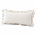 Cojín rectangular 50 x 30 cm de tejido beige con volante decorativo