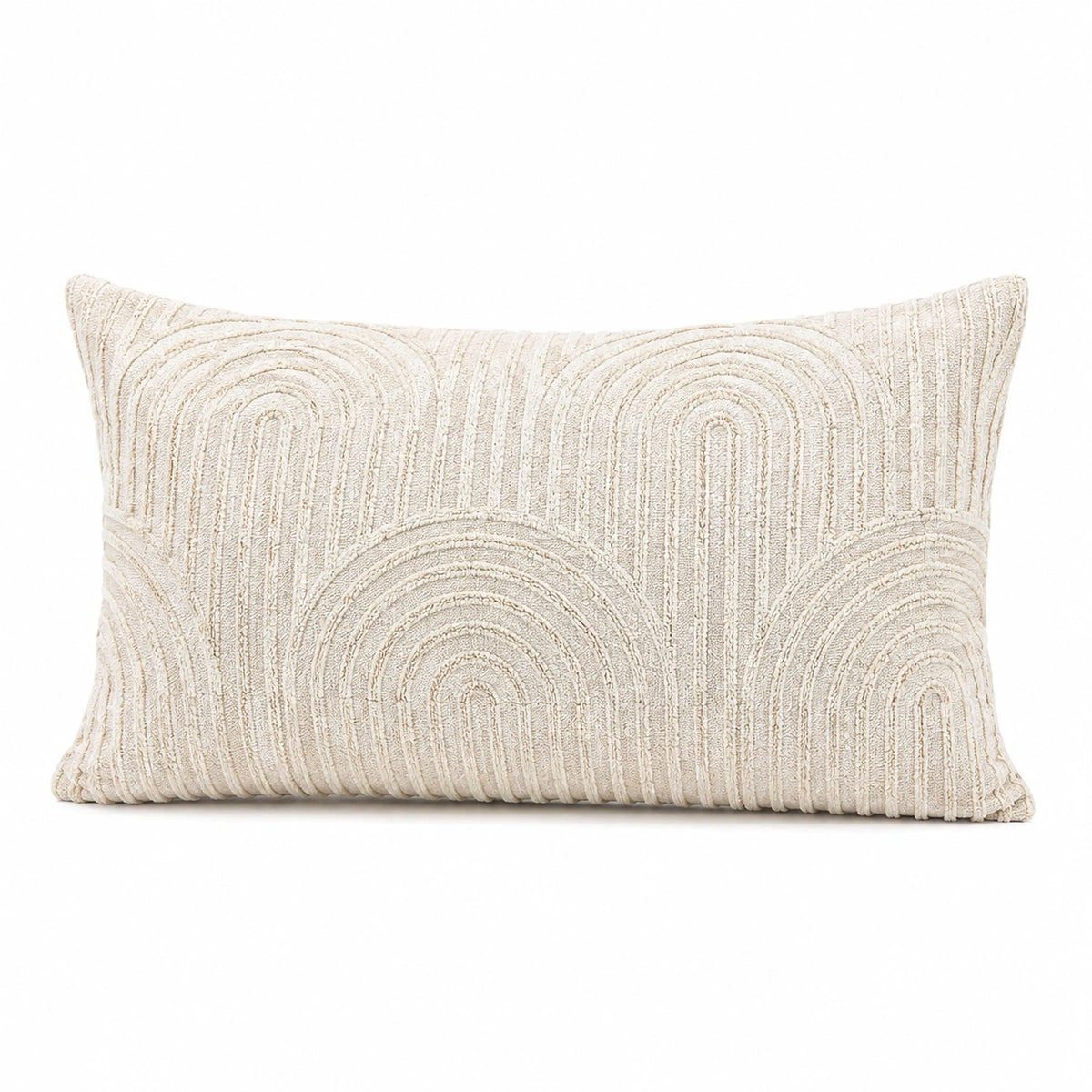 Cojín decorativo rectangular 50 x 30 cm beige de tejido texturizado - estilo geométrico