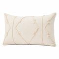 Cojín rectangular 50 x 30 cm de algodón beige con textura tufting decorativo