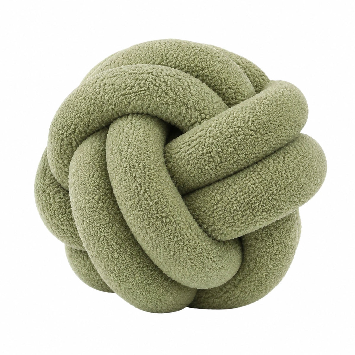 Cojín decorativo de nudo 30 cm en tejido bouclé verde para sofá y cama