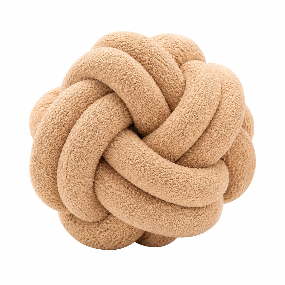 Cojín decorativo de nudo 30 cm en poliéster beige para sofá estilo bouclé