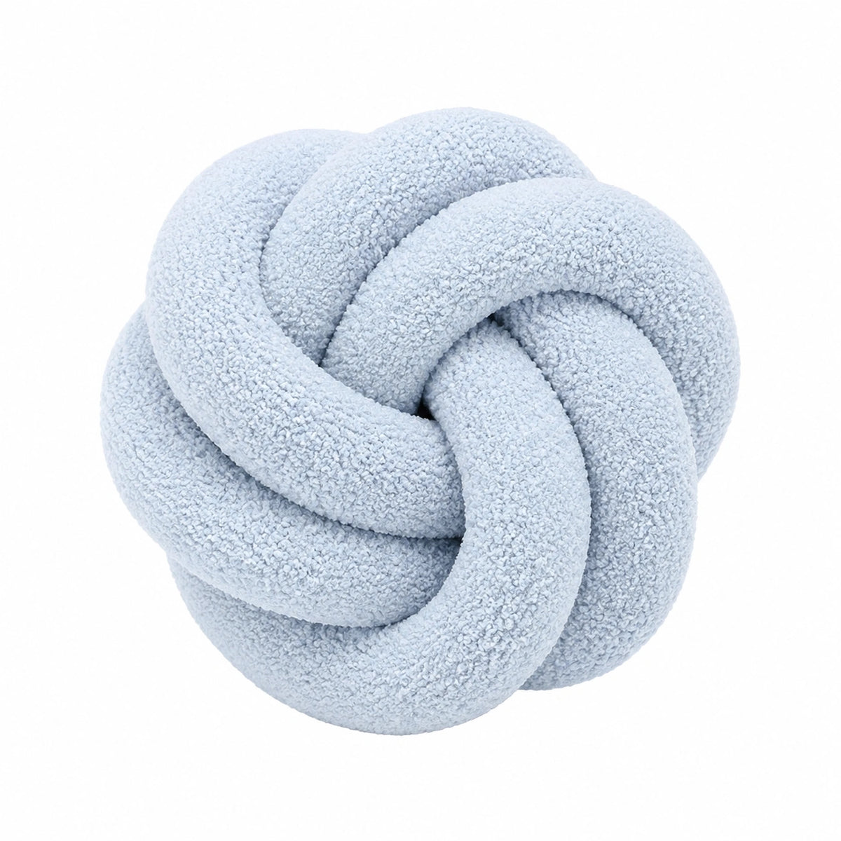 Cojín decorativo de nudo 30 cm en tejido bouclé azul claro