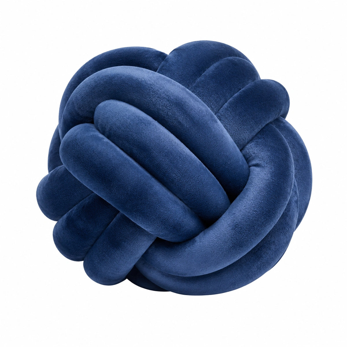 Cojín decorativo anudado 30 cm de poliéster azul marino suave