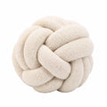 Cojín decorativo redondo 30 cm de tejido bouclé beige - diseño anudado