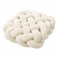 Cojín decorativo redondo 45 cm de felpa color crema - diseño anudado