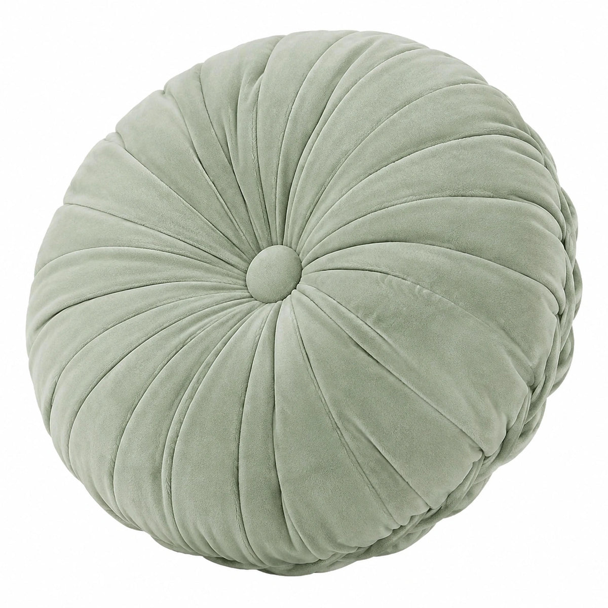 Cojín decorativo redondo 45 cm de terciopelo verde con pliegues