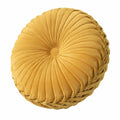 Cojín decorativo redondo 45 cm de terciopelo mostaza plisado