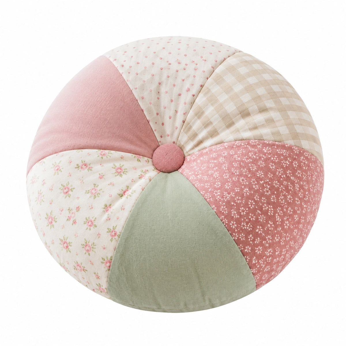 Cojín redondo 45 cm de tela multicolor con diseño patchwork decorativo