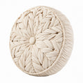 Cojín decorativo redondo de 45 cm de tejido trenzado beige - estilo artesanal