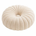 Cojín decorativo redondo 45 cm de tejido bouclé beige con diseño acanalado